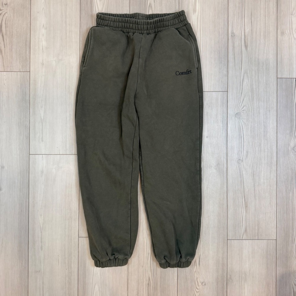 Comfrt Cloud Sweatpants Washed Olive Green Fleece Joggers Womens Size M